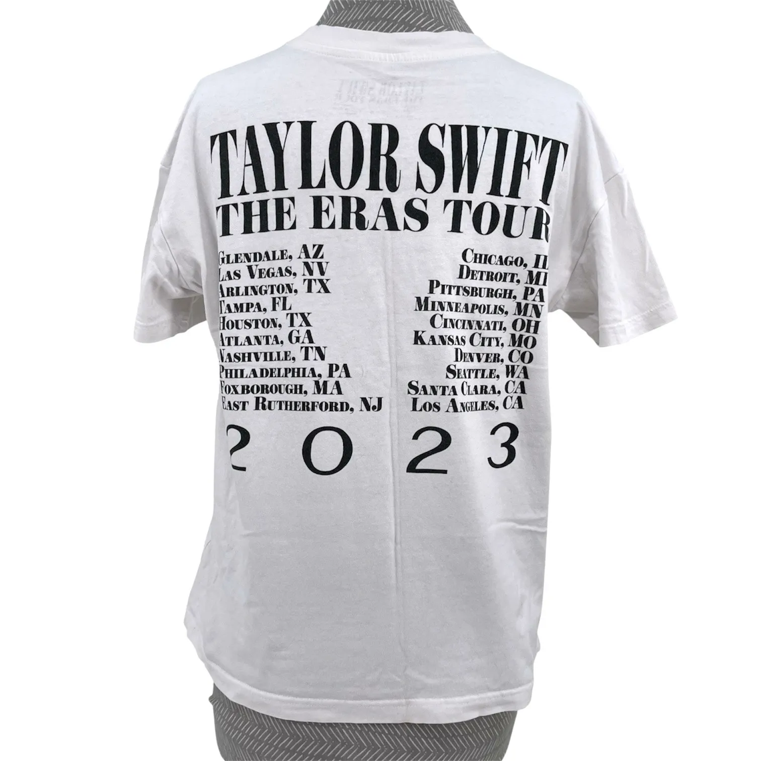 Taylor Swift Eras Tour Concert Tee Albums Official Merch White Top Size XS FLAWS - Image 2