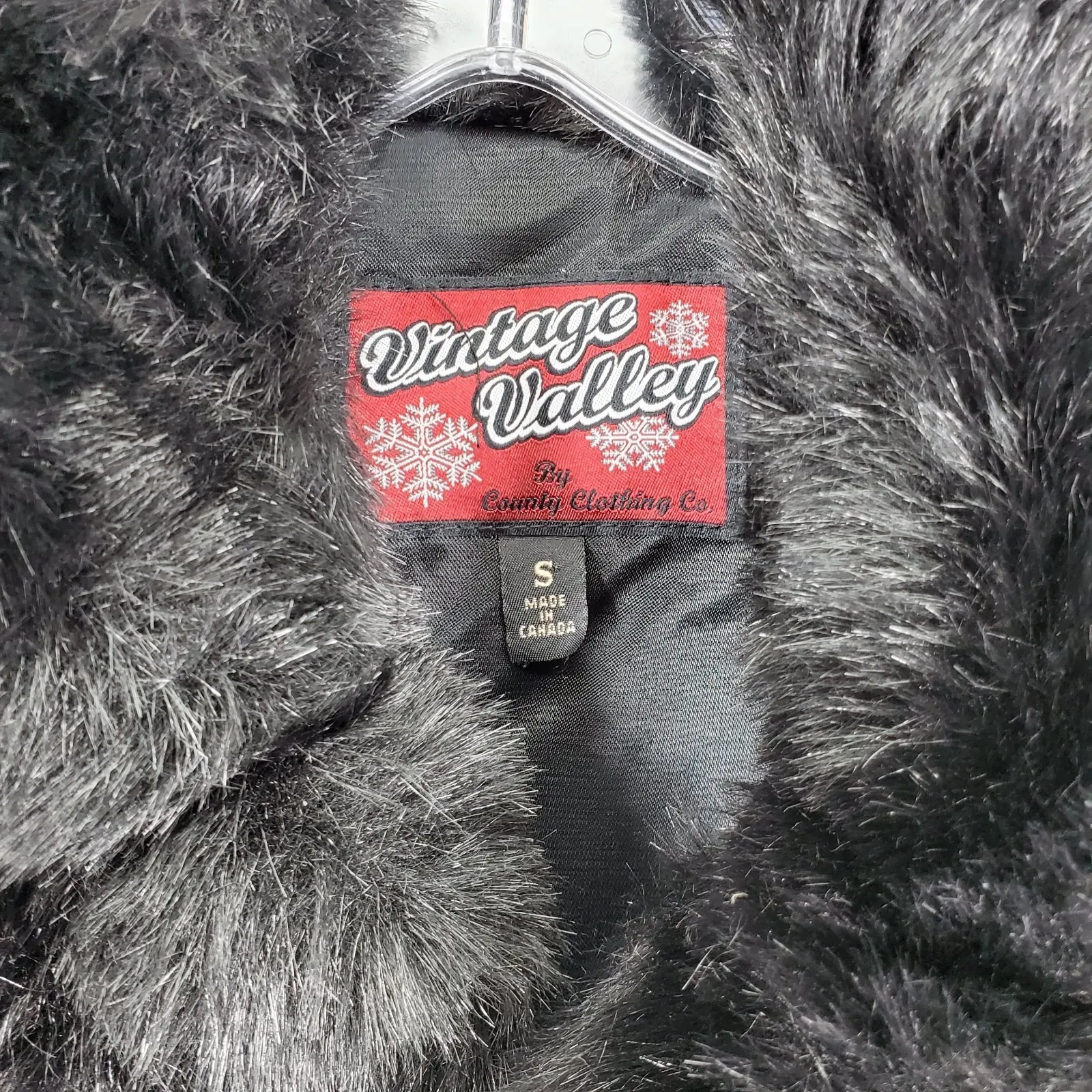 Vintage Valley County Clothing Faux Fur Vest Womens Size S Canada Made Black - Image 2