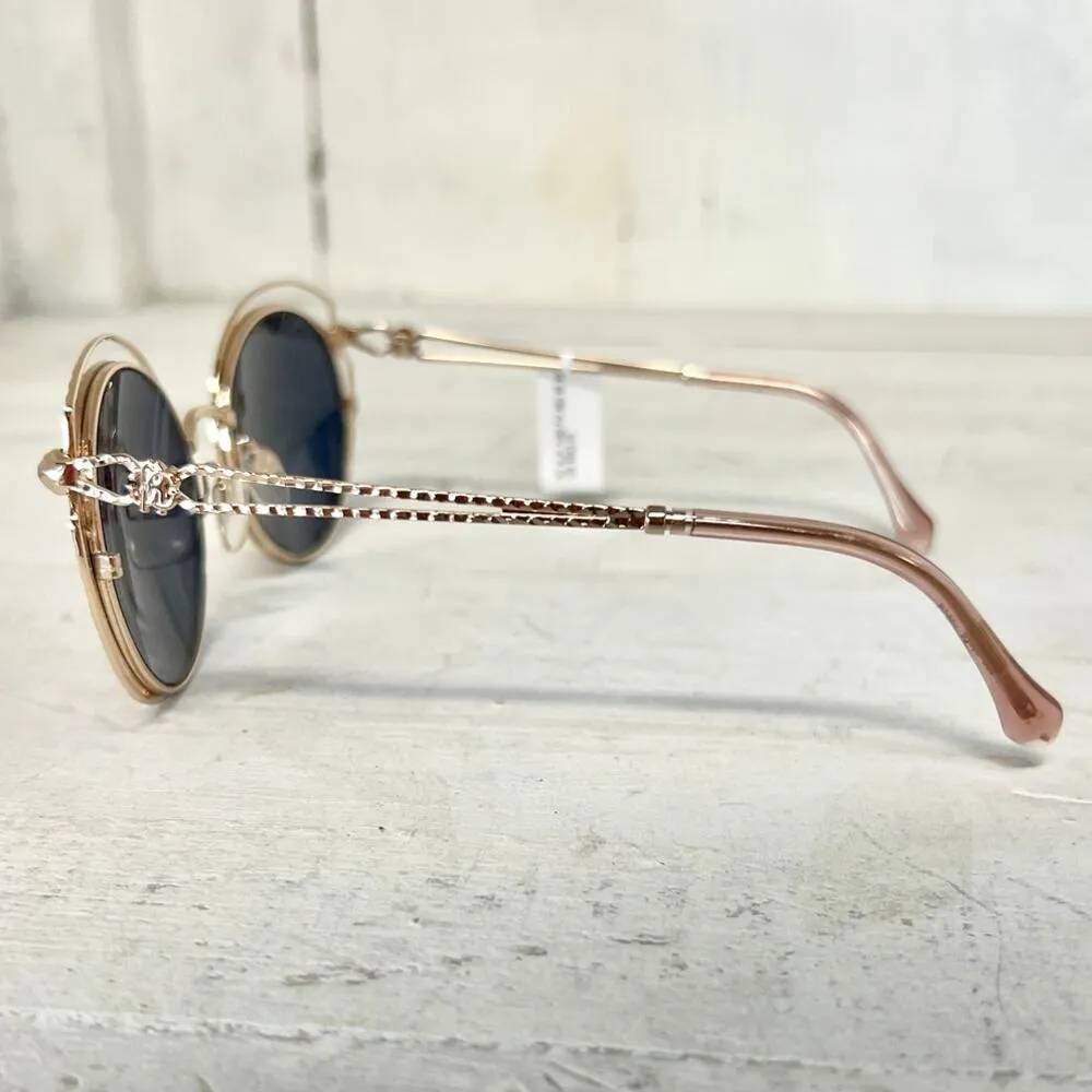 Roberto Cavalli RC1030 Cascina Rose Gold Metal Frame Mirrored Round Sunglasses - Image 5