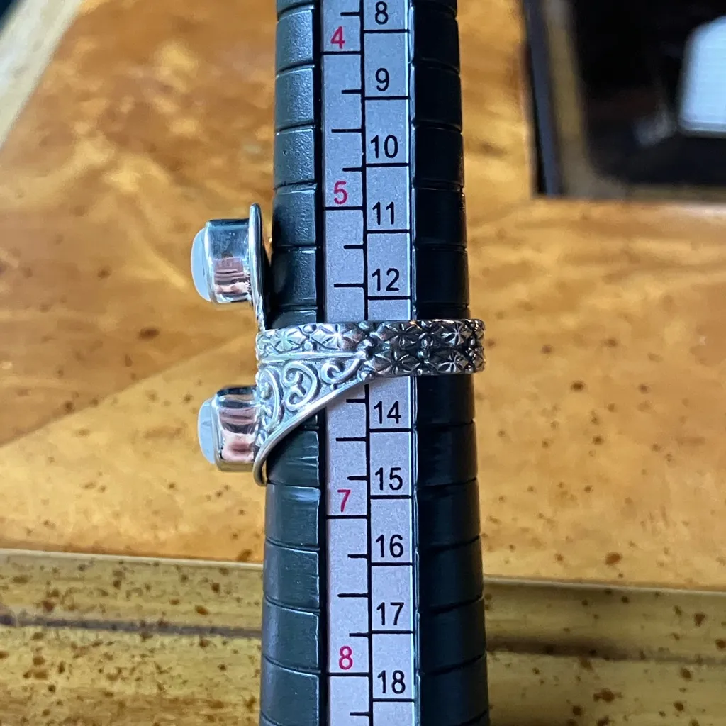 Natural Rainbow Moonstone Sterling Silver Ring Size 6 - Image 8