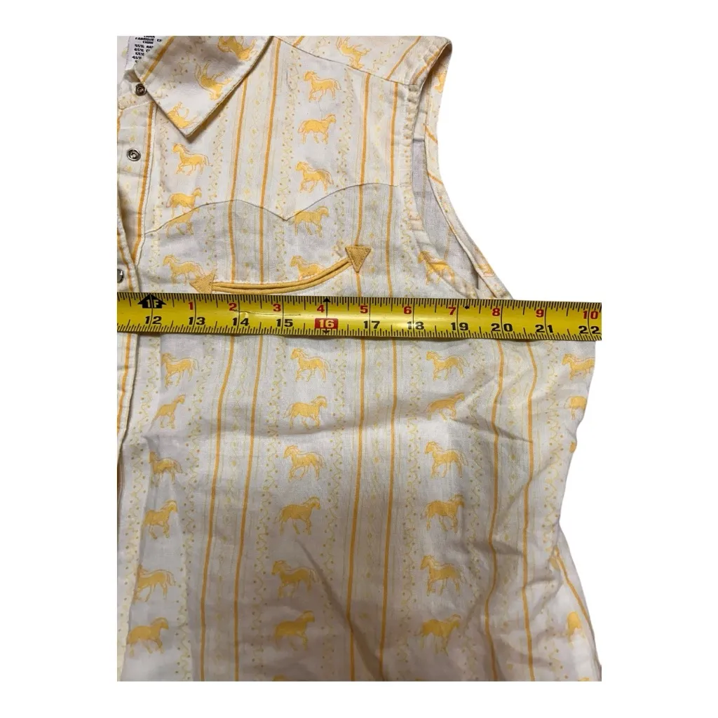 Wrangler Blues yellow horse print Western snap up tank L/XL - Image 6