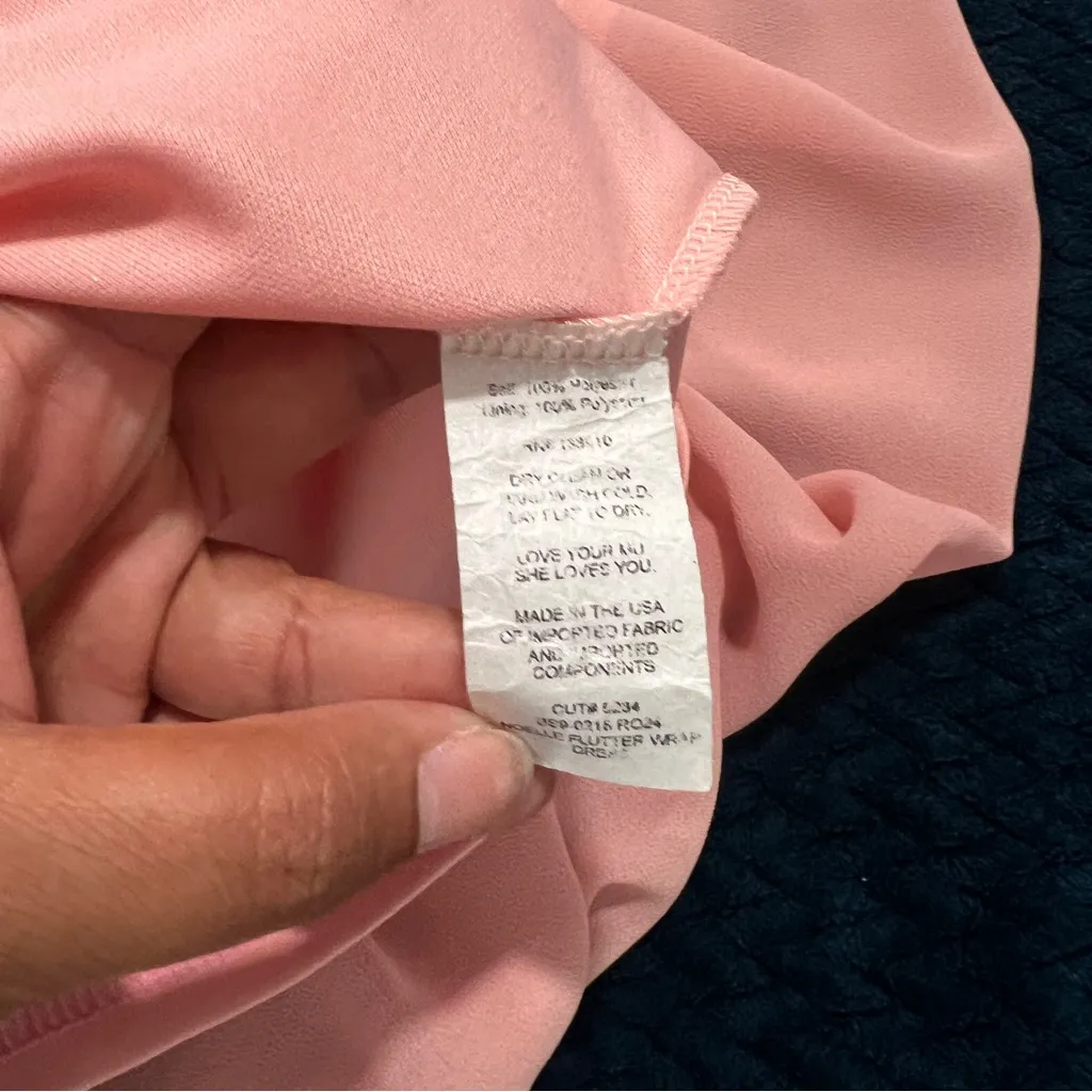 Show Me Your MuMu Pink Crepe Chiffon Flutter Sleeve V-Neck‎ Wrap Maxi Dress S - Image 10