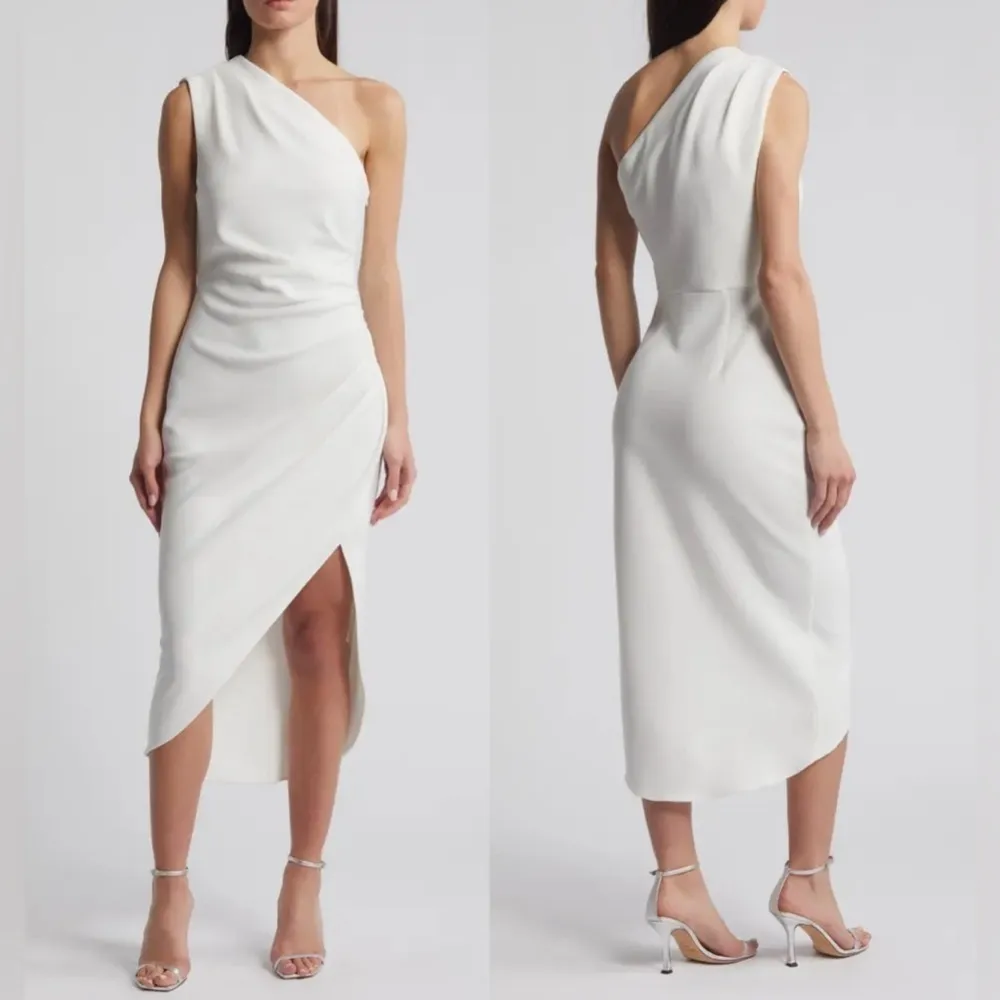 NWOT Elliatt Xara One-Shoulder Asymmetric Crepe white Cocktail Dress sz XS - Image 2