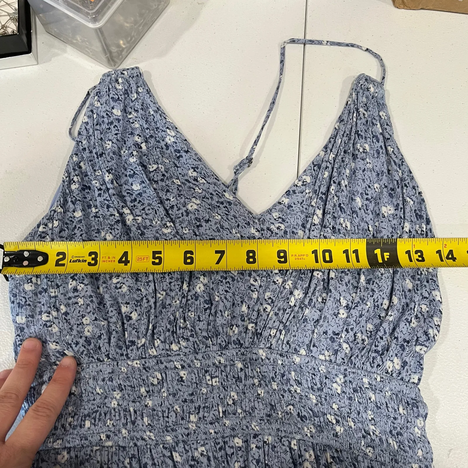 Abercrombie *READ* Blue Ditzy Floral Smocked Maxi Sundress Strappy Womens Small - Image 12