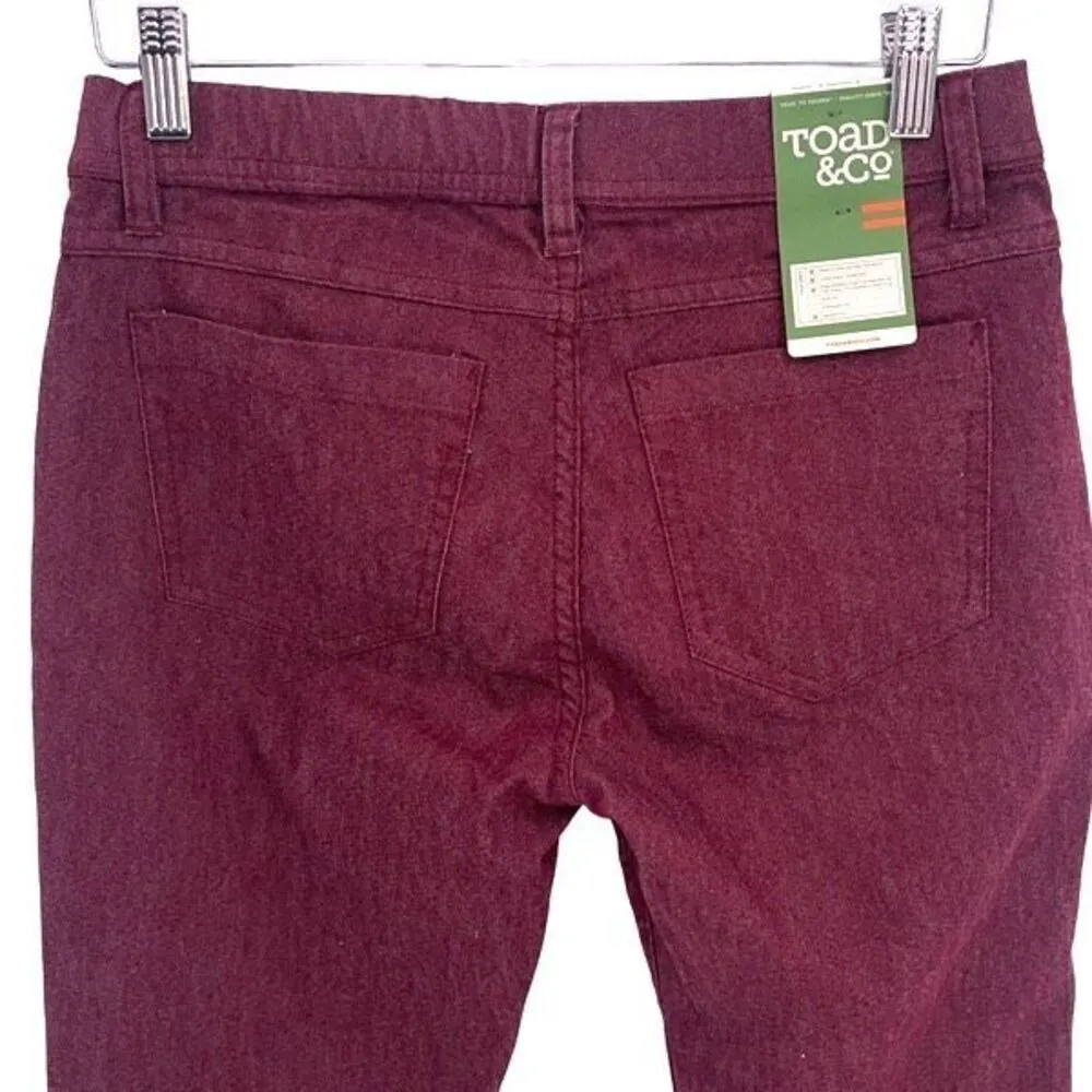Toad & Co Womens Mid Rise‎ Lola Slim Fit Straight Skinny Jeans Burgundy Sz 4 NWT Red - Image 4