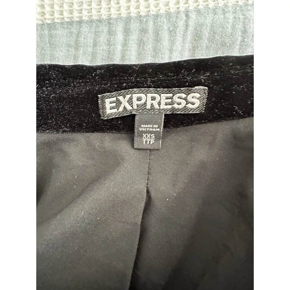 Express Women's Black Velvet Blazer Suit Jacket XXS - Image 4