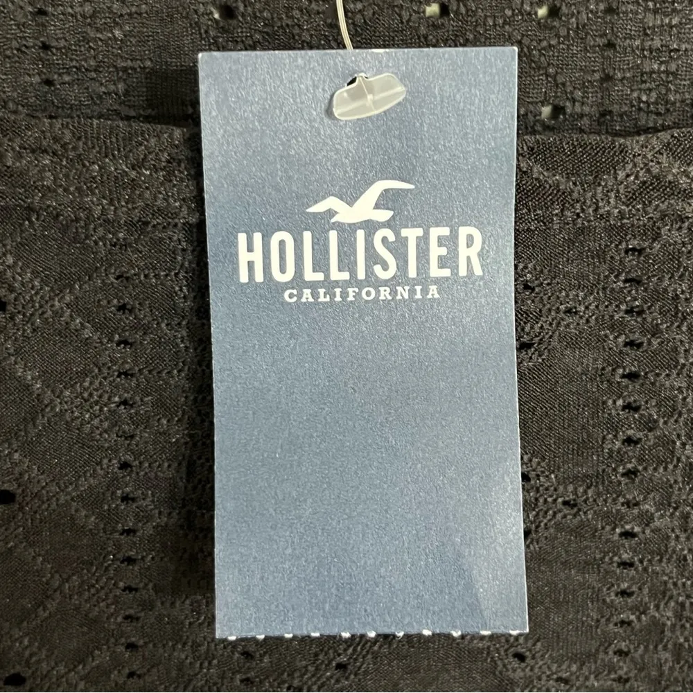 Women’s Hollister Long Sleeve Eyelet Square Neck Top Black Size Medium‎ Y2K - Image 11