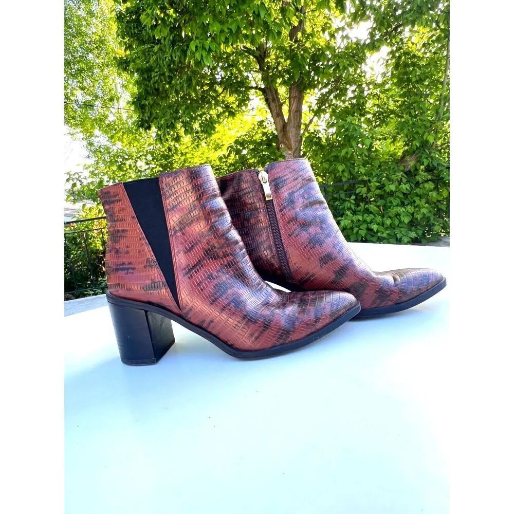 Franco Sarto Shoes boots ankle bootie snake leather luxury casual embossed 8. - Image 7