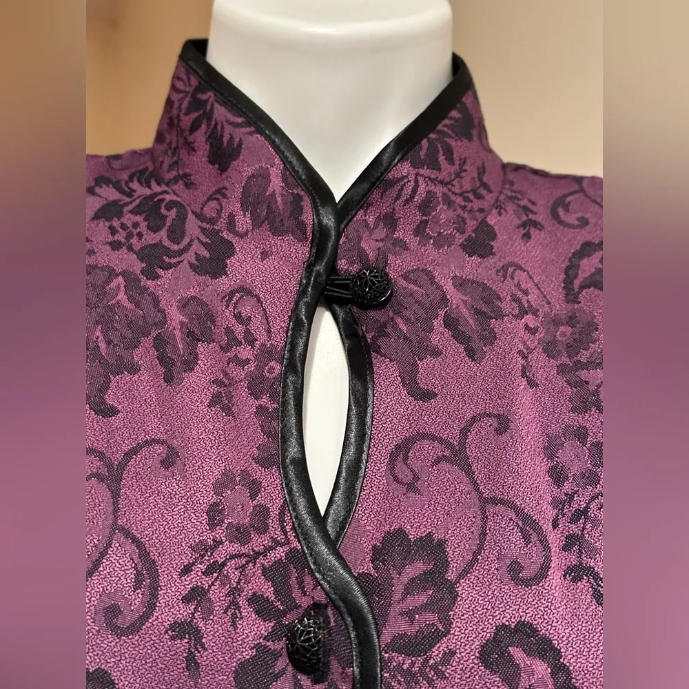 Dress Barn Tapestry Oriental Look Floral Design Bell Slit Sleeves Sz 14 - Image 3