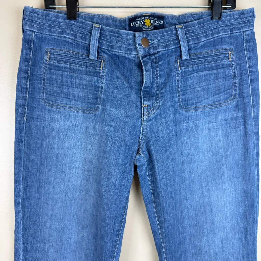 Lucky Brand Charlie Flare Women’s Low Rise Jeans Blue Distressed Flared 12x31 - Image 2