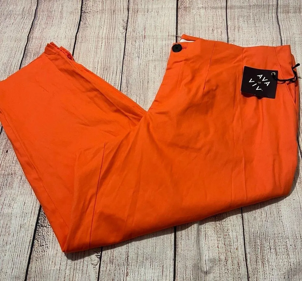 Ava & Viv Women's Plus Size, orange High Rise Tapered Ankle Pants Size 26W - Image 4
