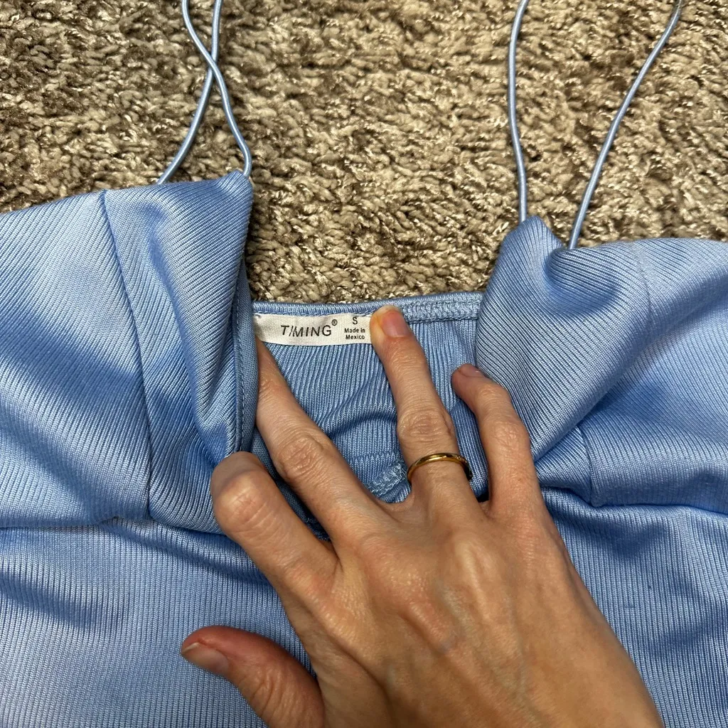 Timing Sky Blue Spaghetti Strap Top - Image 3