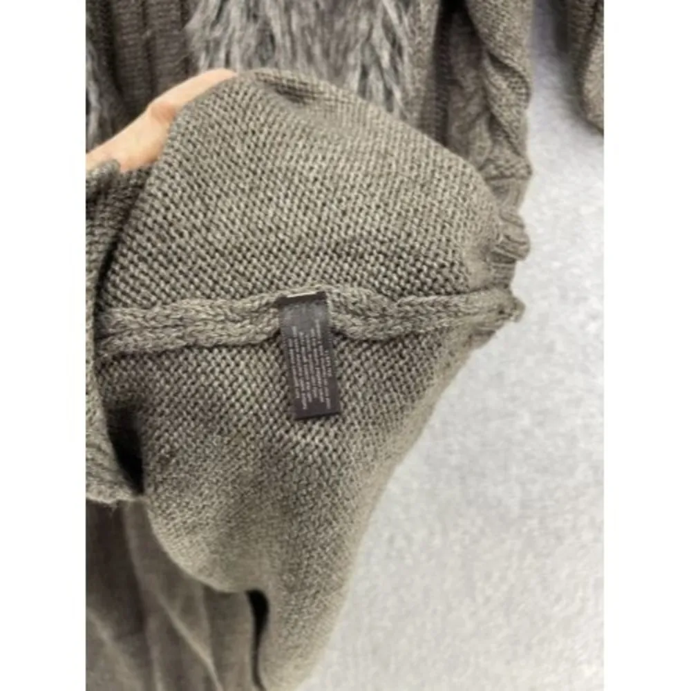 The Limited Women's Open Front Cardigan Faux Fur Collar Medium Wool Blend Taupe - Image 4