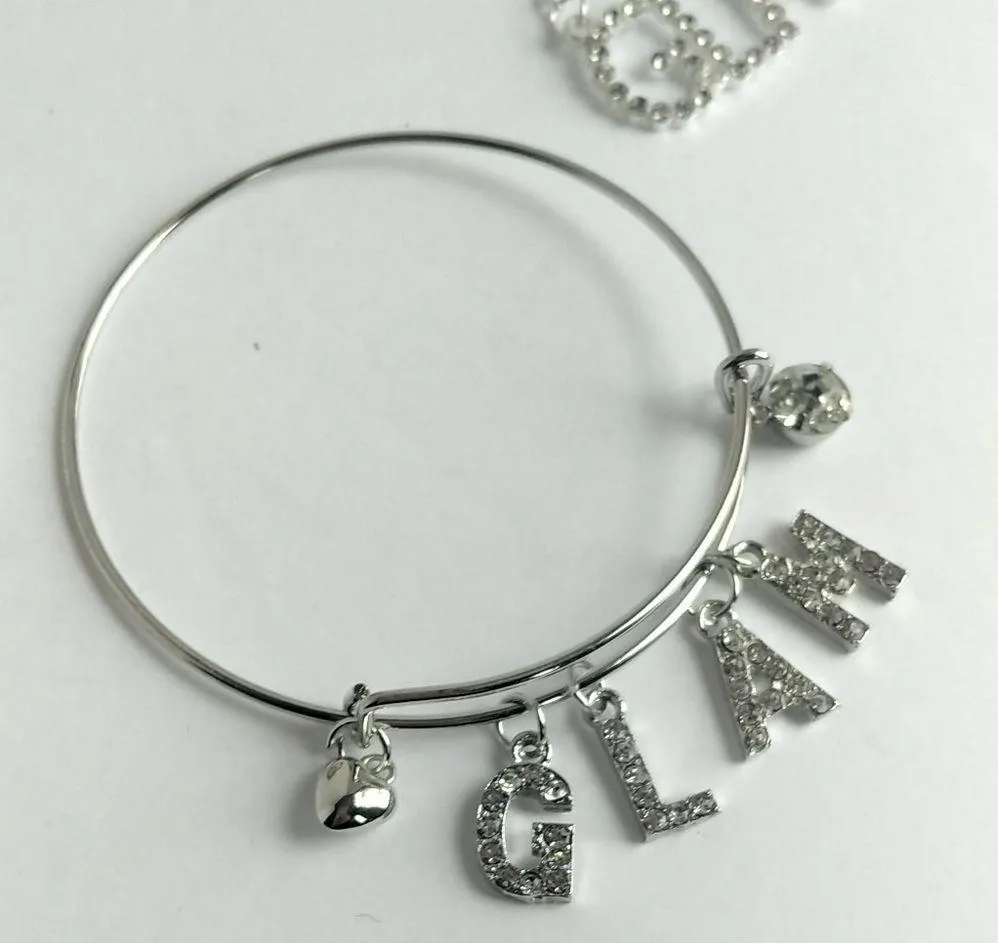 Iced GLAM Dangle Earrings & Bracelet Silver - Image 2