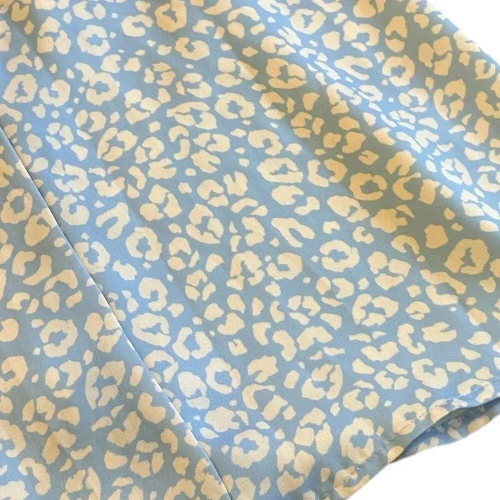 Resa Ashley Spaghetti Strap Dress Animal Print Smocked Skirt Size Medium Women's Blue - Image 10