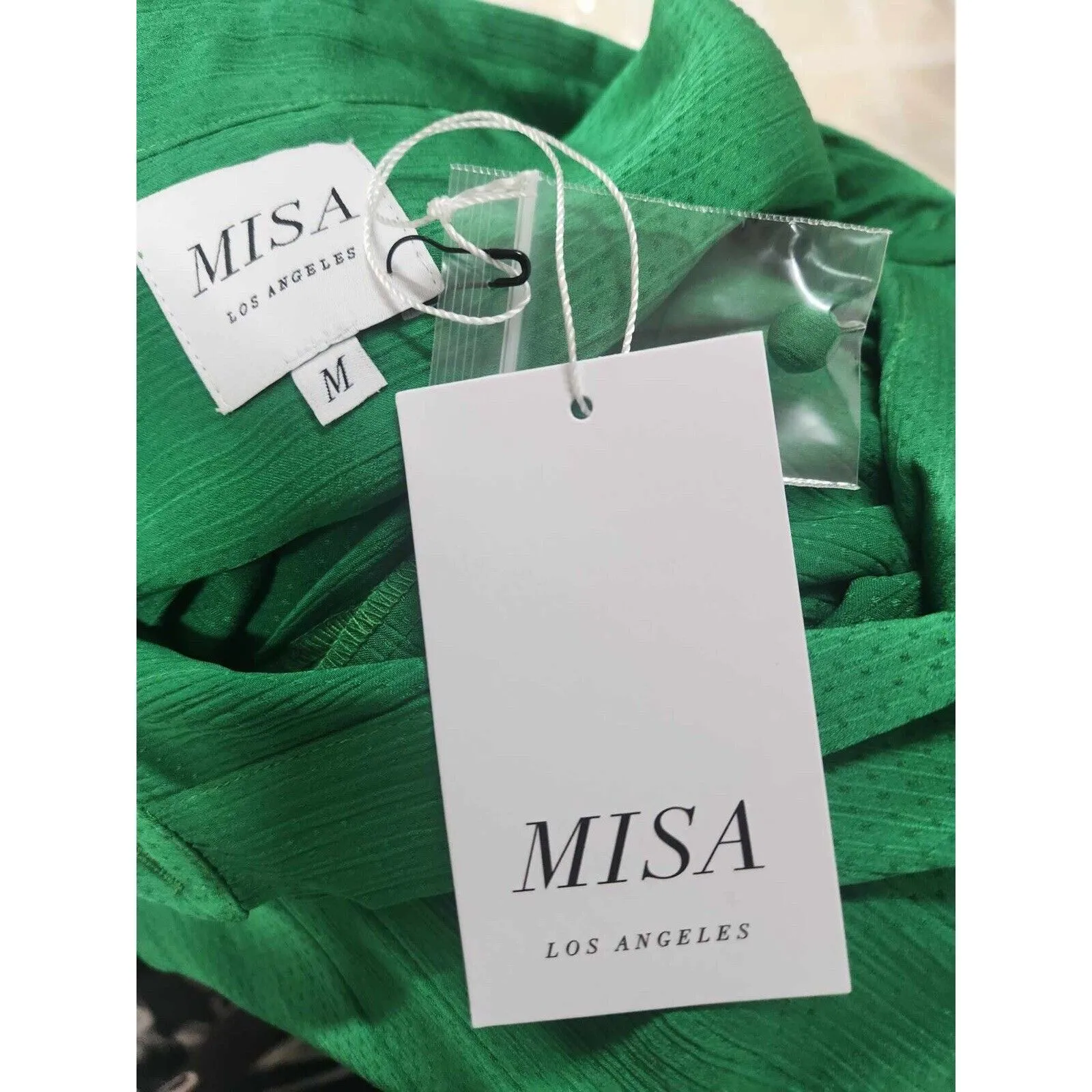 MISA LOS ANGELES Maxi -ELISE DRESS Kelly Green Size M $514 B35 - Image 8