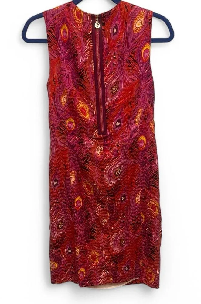 Zorra Peacock Feather Lined Silk Shift Dress with Pockets Size 2 - Image 2