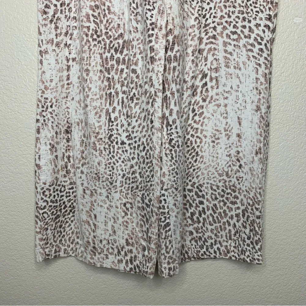 Rewash Linen Blend Animal Print Wide Leg Pull On Pants - Image 9