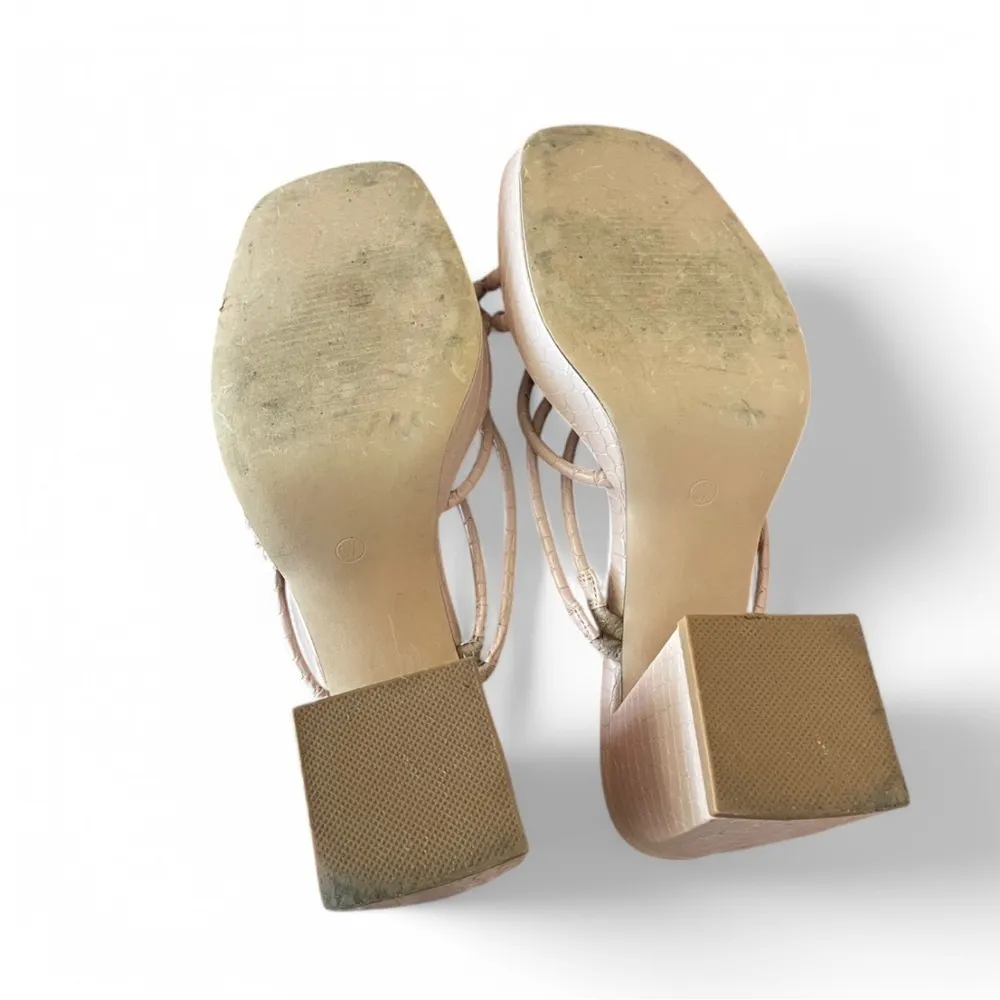 Rilista Chunky Strappy Platform Square Toe Block Heeled Sandals Pink Size 9.5 - Image 9