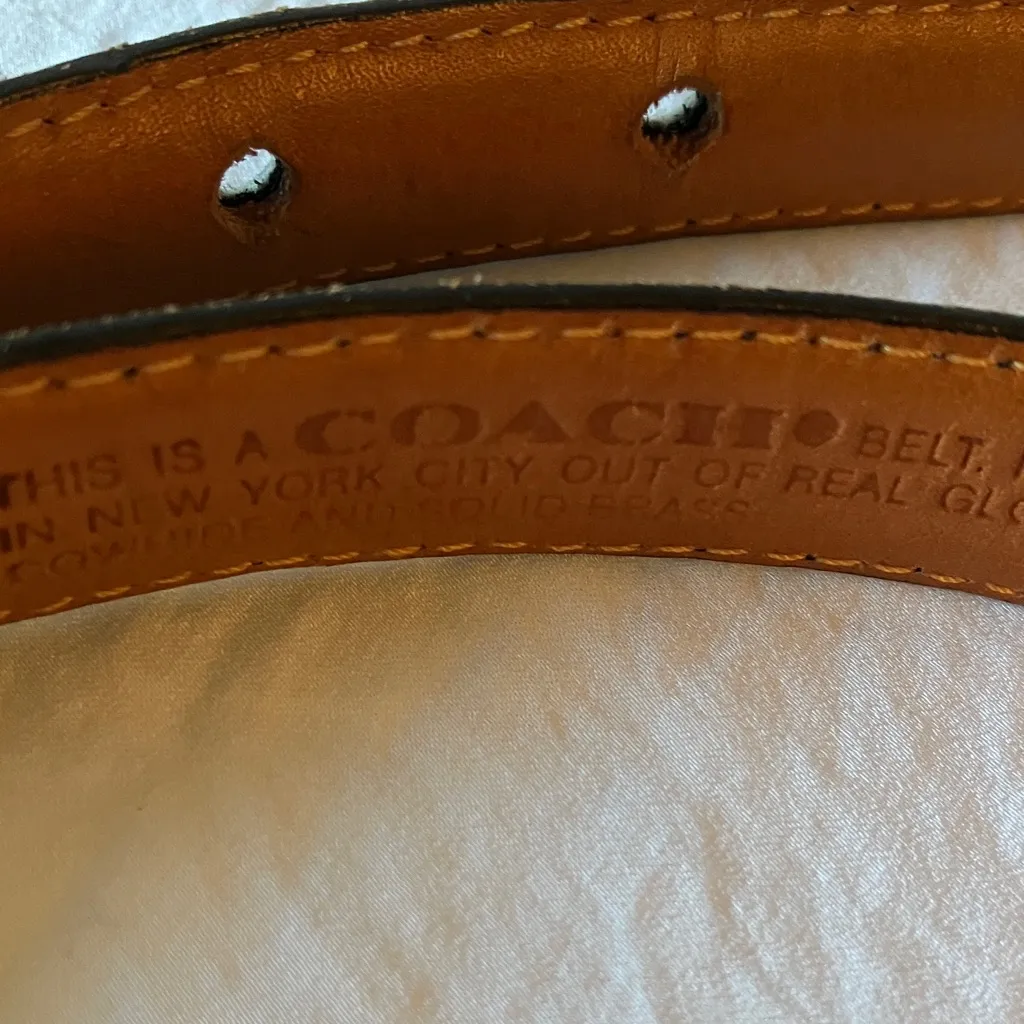 Coach: Vintage Leather Belt- Gold Tone Buckle- Made in NYC- wear- S-32” - Image 14