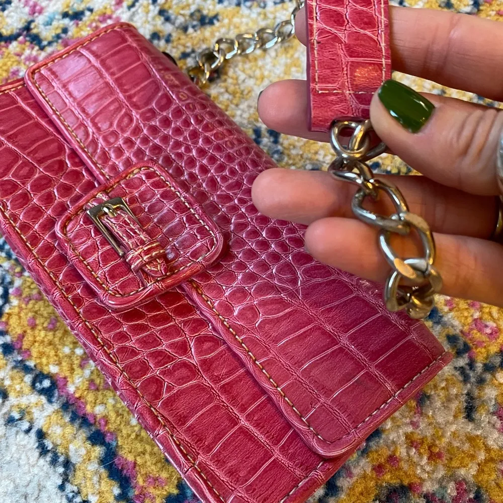 Vintage Y2K Liz Claiborne Pink Faux Snakeskin Purse - Image 5