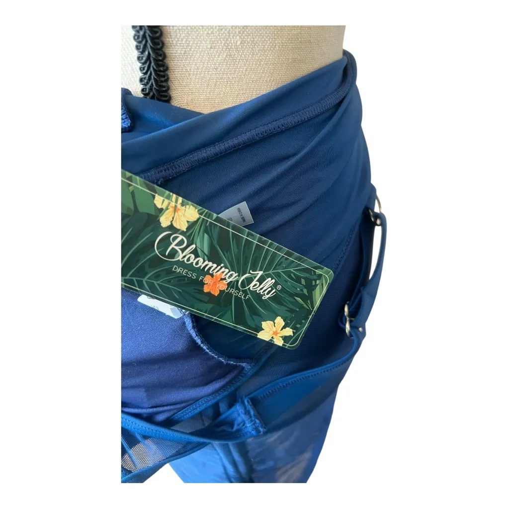 Blooming Jelly Blue Mesh Sleeveless One Piece Swim Dress Size M - Image 7