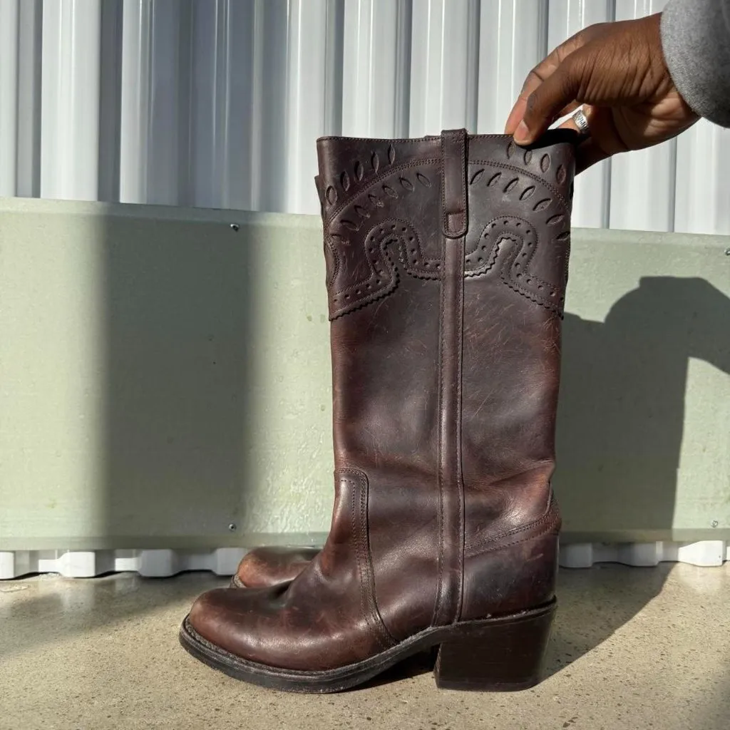 Vintage Brown leather Campus boots - Image 3