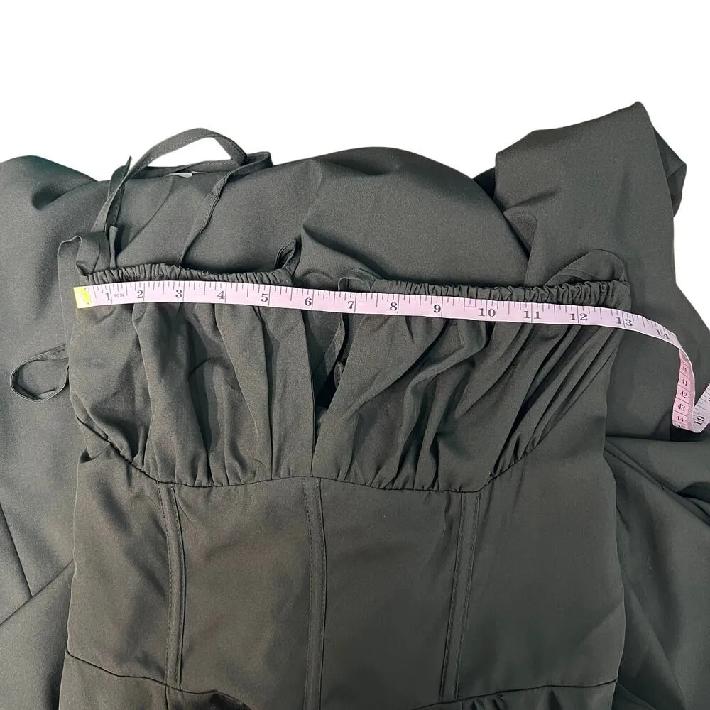 Marthea Womens Maxi Dres Large Corset Fairygoth Renaissance Witchy Regency Boho Black - Image 15