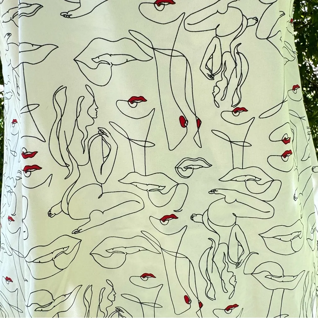 Incanto Italy‎ Avant Garde Abstract Woman Figure Lips Camisole Pajama Top Size M Red Size M - Image 7