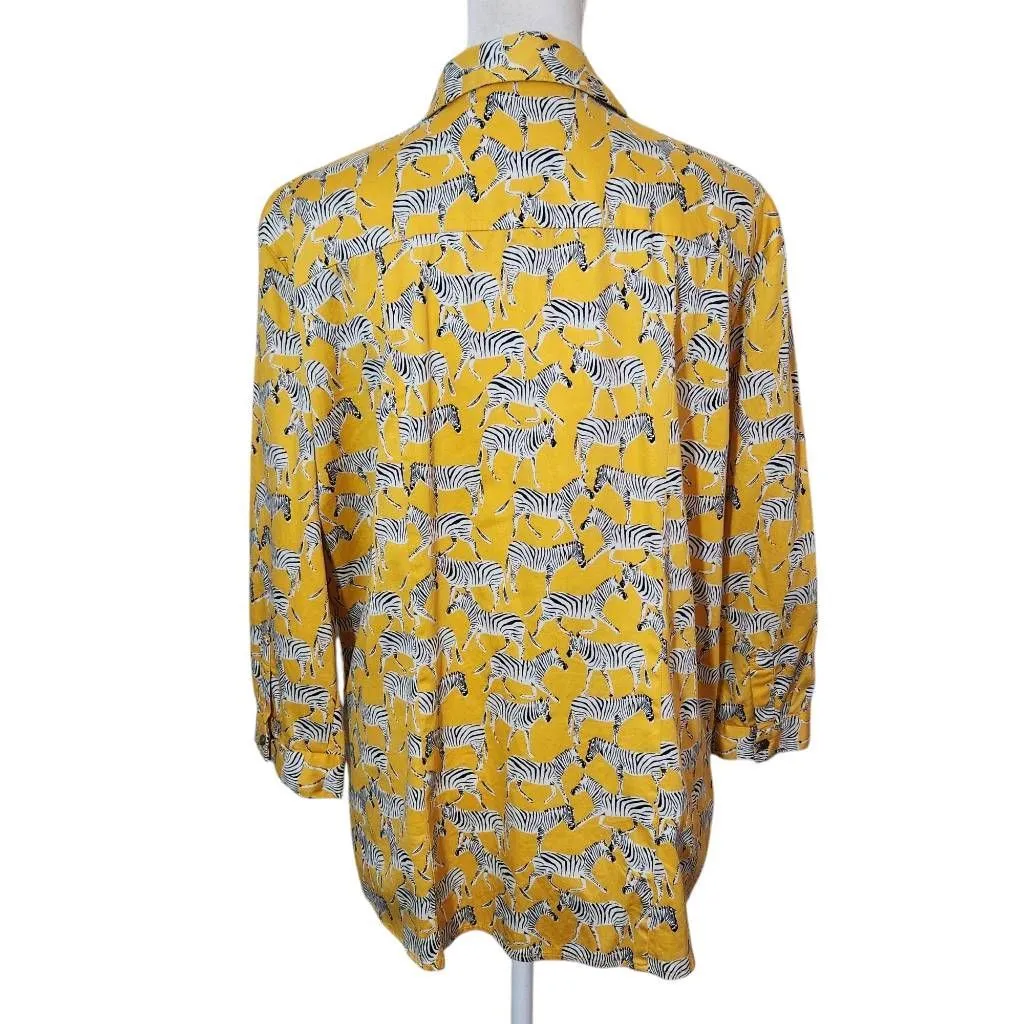 7th Avenue New York & Company Yellow Zebra Shirt Size XL Yellow Zebra Top - Image 2
