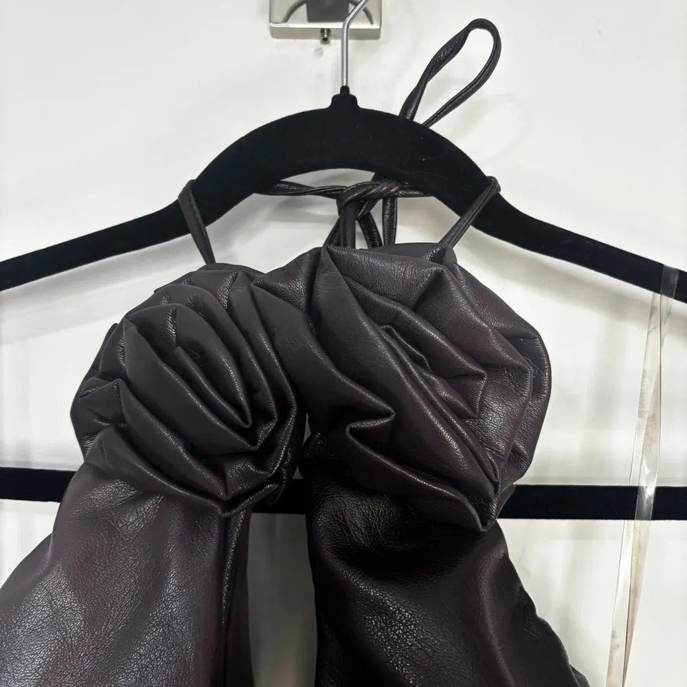 House of CB 'Olivia' Bitter Chocolate Vegan Leather Mini Dress NWT - Image 5