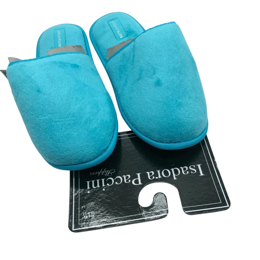 Isadora Paccini Womens Slippers Clog Slip On Fleece Aqua Blue Size 10.5 - Image 2