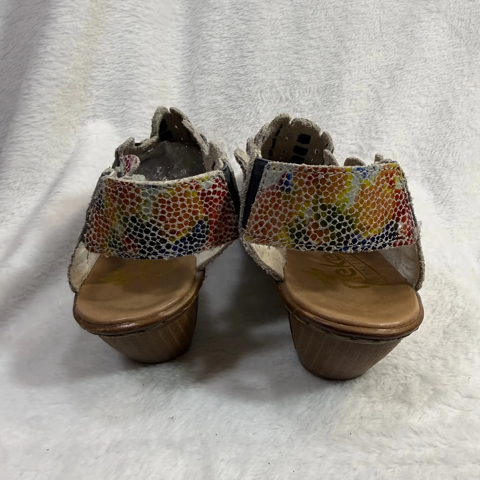 Rieker 7 Slingback Sandal Heels Leather Sina 78 Comfort Weave Artsy Boho Gallery Yellow - Image 3