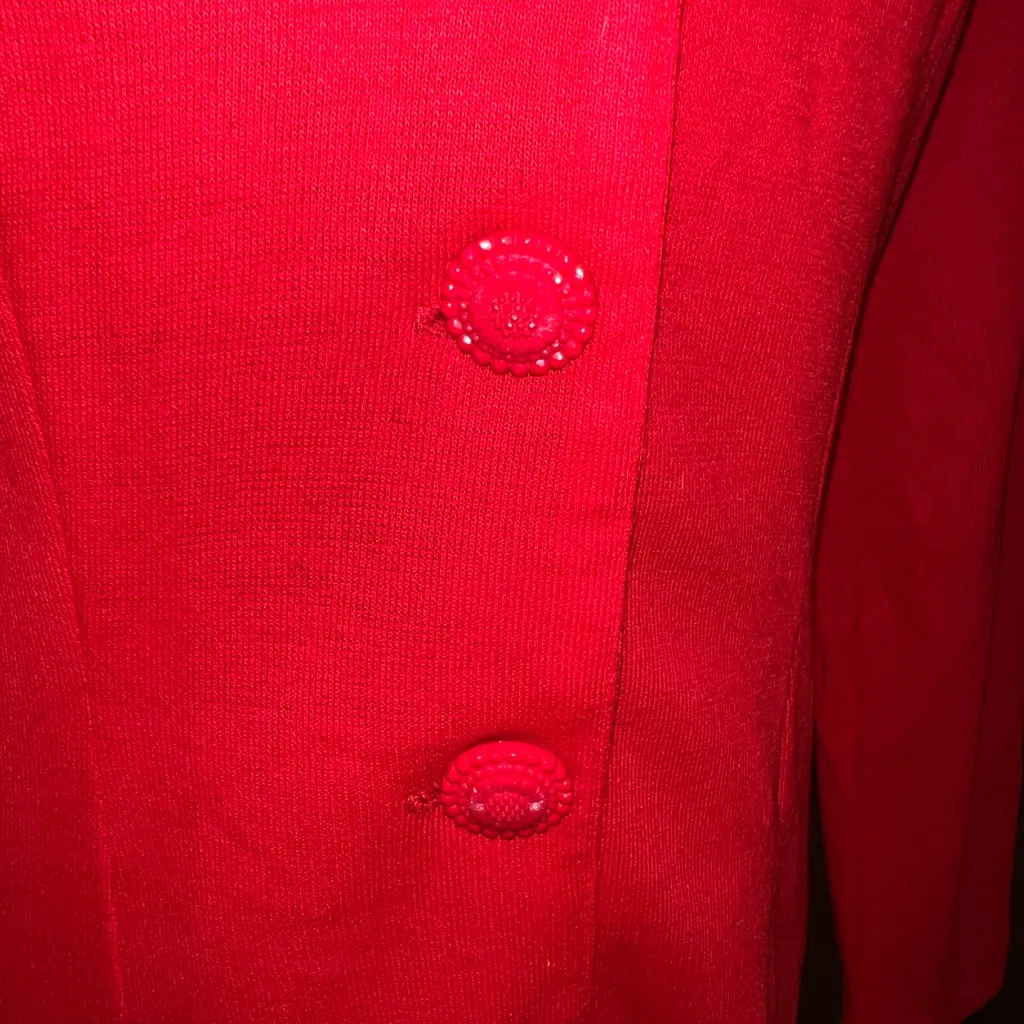 Funky Vintage 1980s D’Knits Red Fringed Blazer! Size M - Image 4