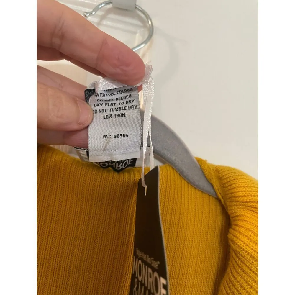 NWT Monroe & Main size medium ruffle tie front cardigan Yellow - Image 9