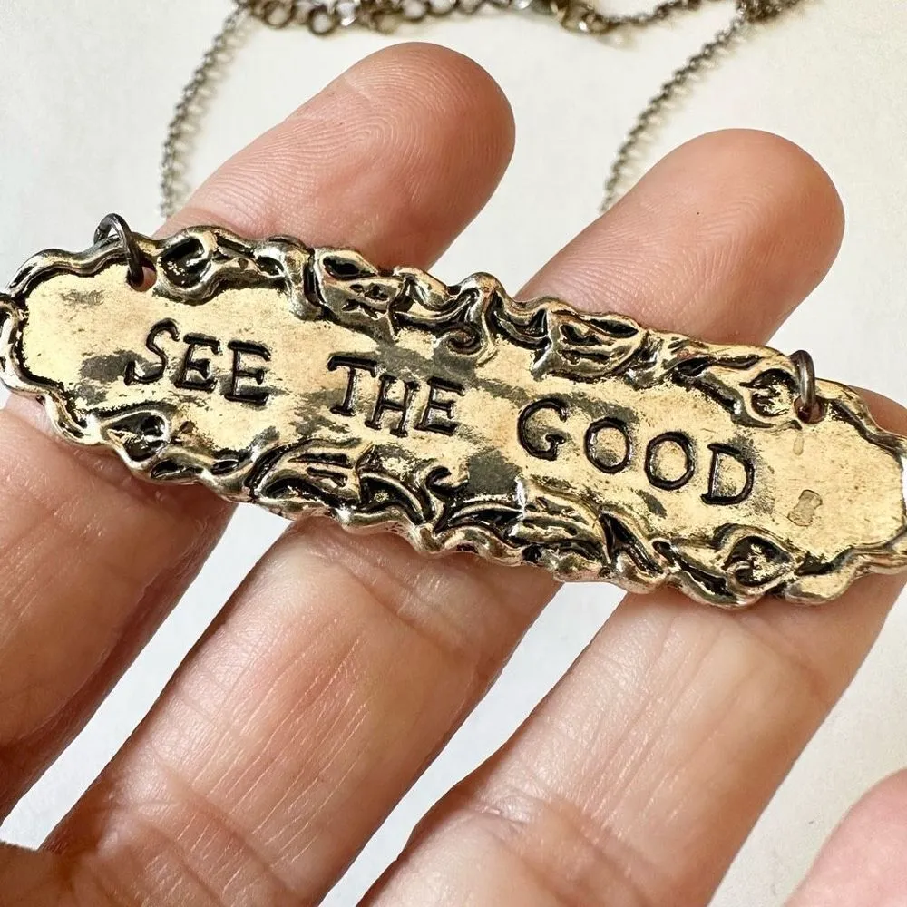 Plunder See The Good silver tone pendant necklace - Image 4