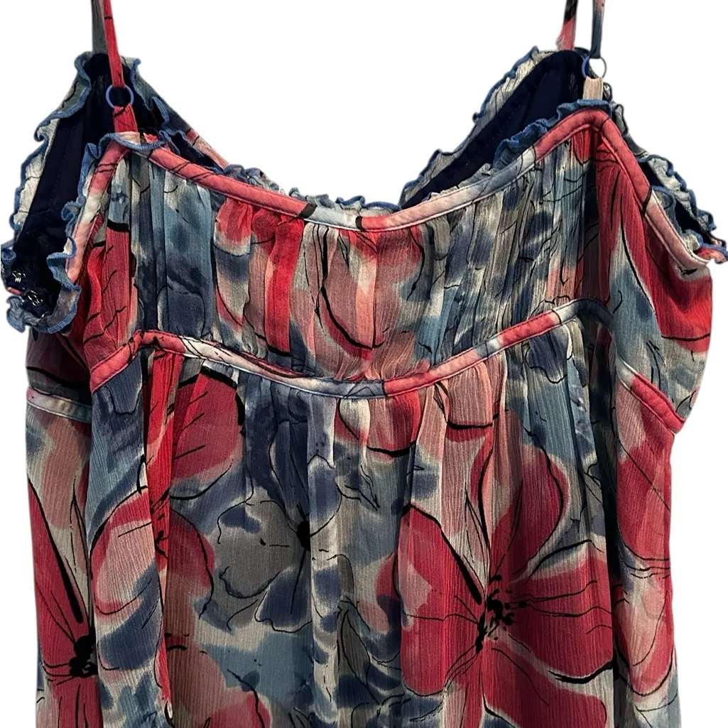 INC International Vintage Y2K Silk Babydoll Top 90s Fairy Coquette Size Large Blue - Image 7