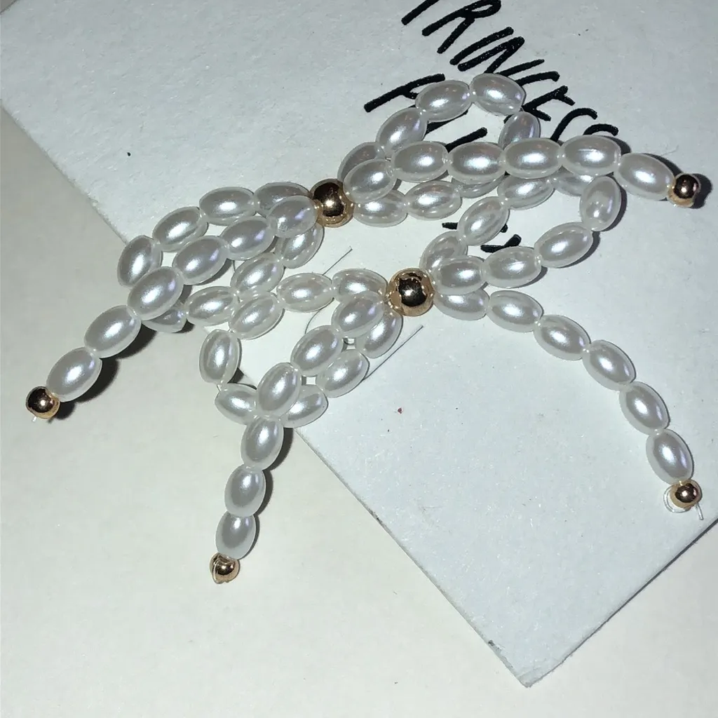 Princess Polly Faux Pearls White and Gold Tone Boho Earrings - Image 2