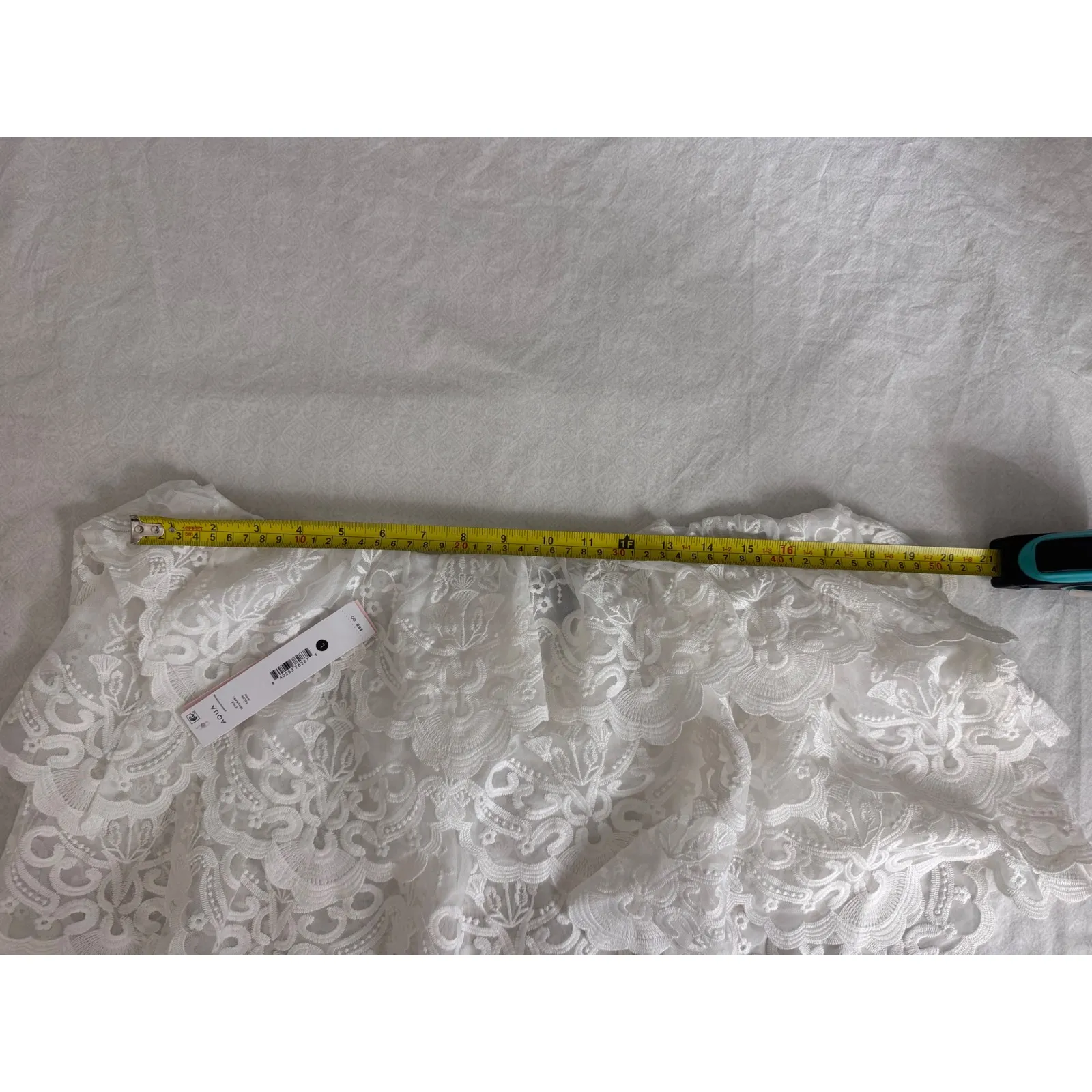 Aqua Lace Ruffle Halter‎ Top Ivory Cropped Sleeveless Party Layered Blouse - Image 8