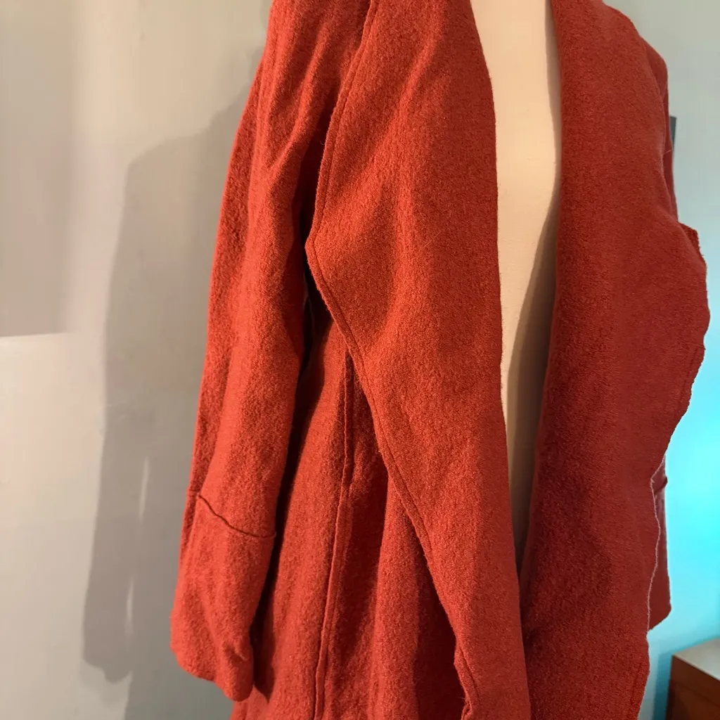 Tahari Womens Size S Small Rust Cardigan Style Collared Wool Blend Jacket - Image 2