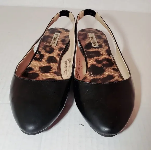 Rialto Sling Back Pointed Toe Flat Sandal 6.5 Blk - Image 2