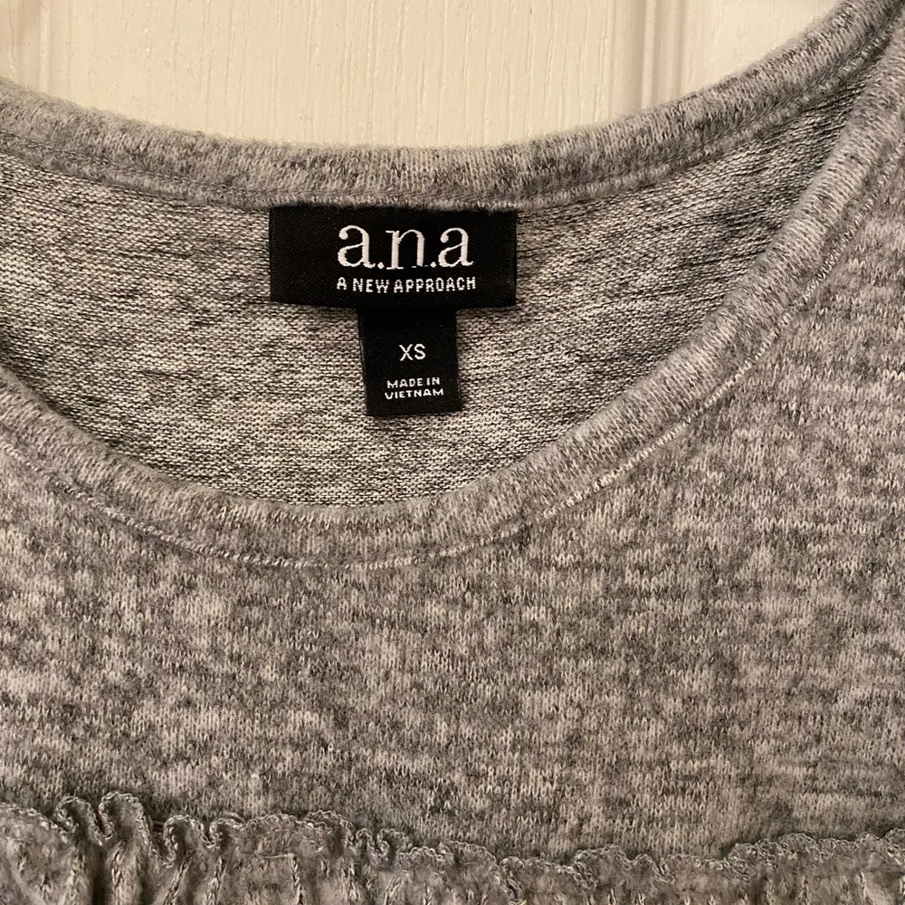 Gray XS ANA Cold Shoulder Ruffle Sweater Dress NWT - Image 2
