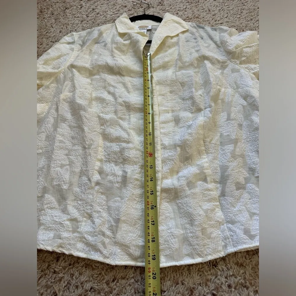 Vintage Talbots Women’s Linen Blend Blouse Top Floral Button Up Collared Sz 14W - Image 7