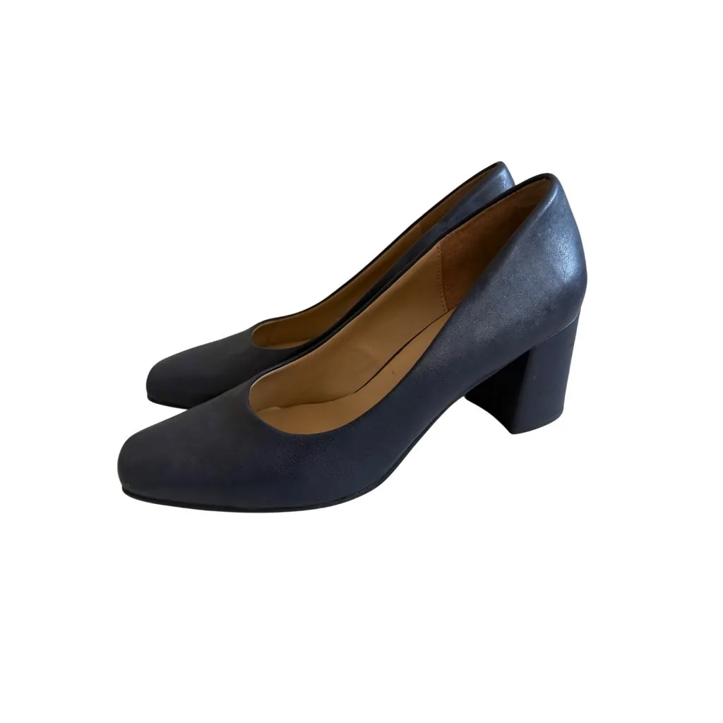 NATURALIZER Navy Blue Leather Block Heels Size 10 - Image 9