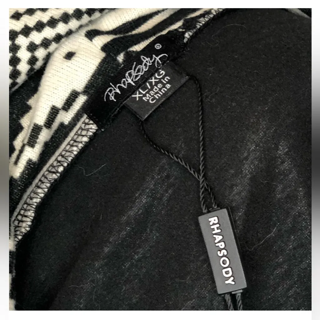 Rhapsody southwest pattern design sweater dress w/ cowl neckline Black & White - Image 5