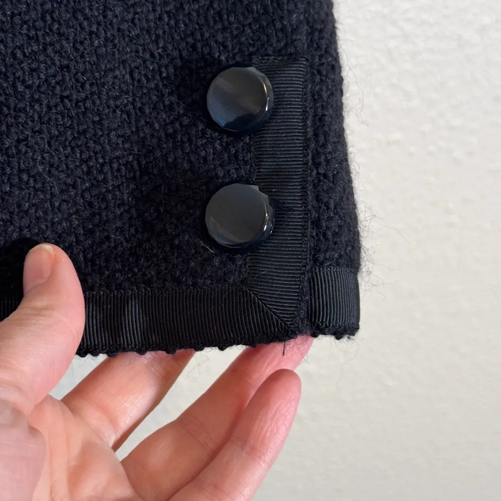 Talbots Black Tweed Blazer Jacket Womens 12P Dark Academia Old Money Retro Glam - Image 6