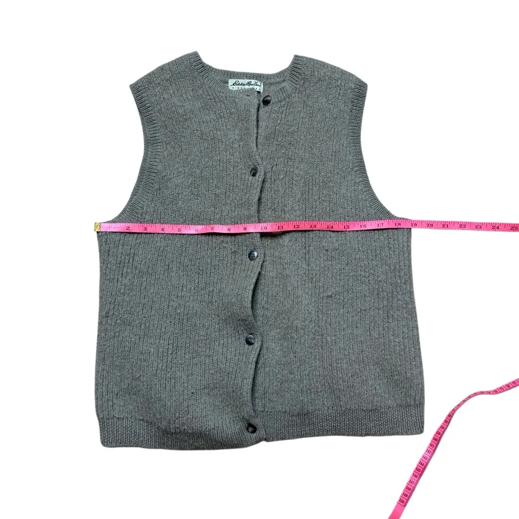 99s Vintage Eddie Bauer Wool Alpaca Ribbed Knit Round Neck Vest XL Tan - Image 4