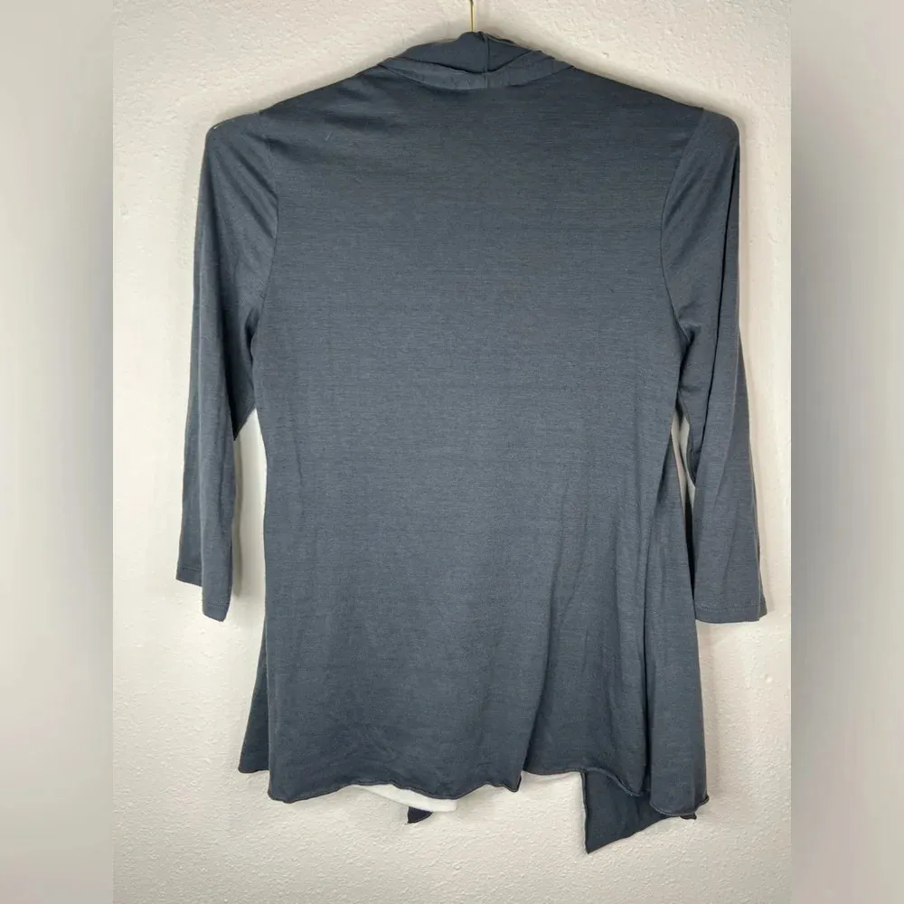 Perception Concept Gray Cover Up Stitched In White Ruffle Top Size Small - Image 7