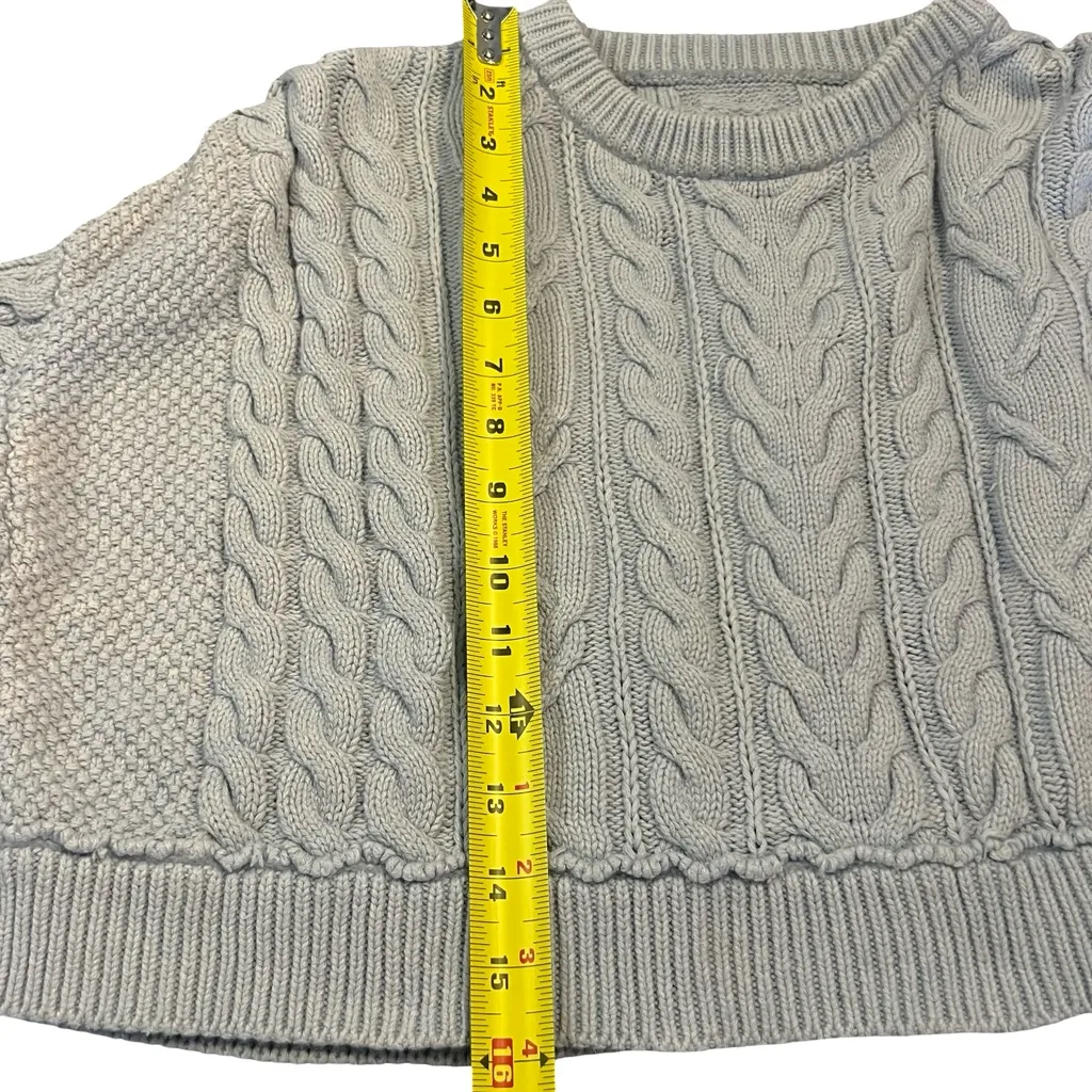 Re/Done Womens Cable Knit Cropped Sweater Sz M Fisherman Preppy Coastal Grandma - Image 6