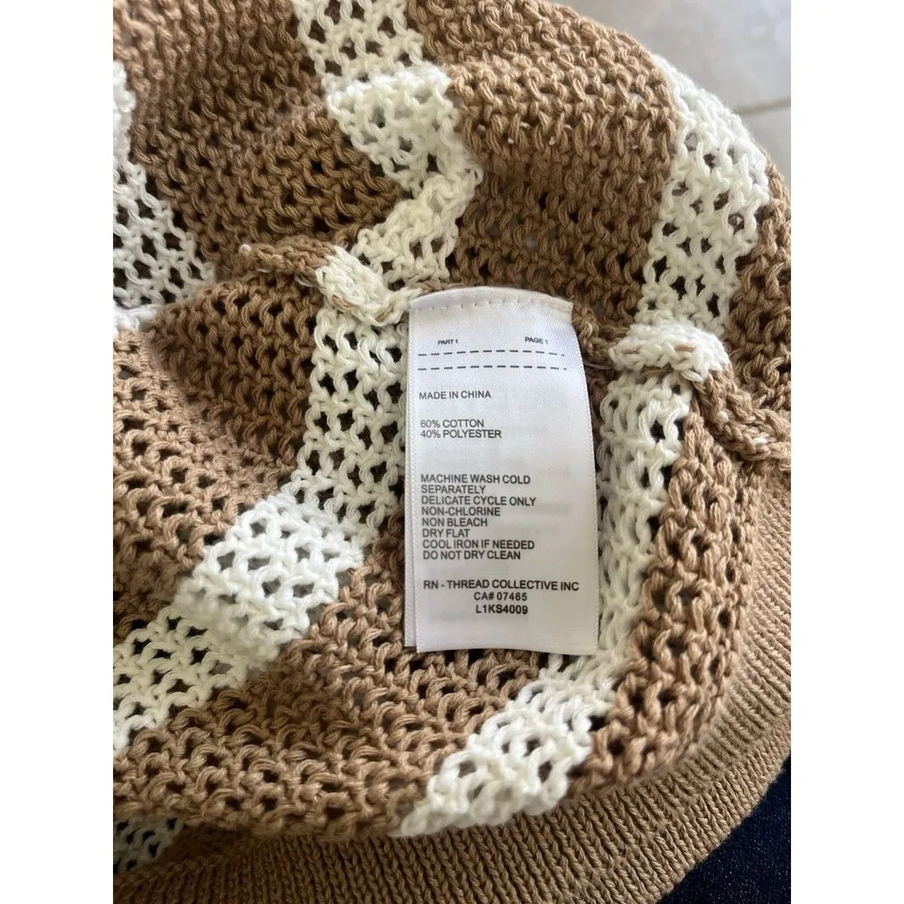 Laundry By Shelli Segal Sz. XL Short Sleeve Brown Striped Knit Sweater - Image 6